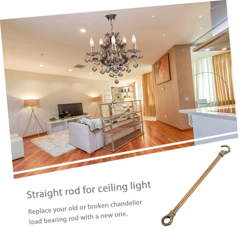 Living room with chandelier, heavy duty chandelier rod with ceiling hook system for easy DIY install, shiny modern ceiling tube