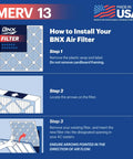 Installation guide for 20 By 25 By 1 Inch Air Filter MERV 13 4 Pack Electrostatic Pleated Replacement For HVAC System Made In USA