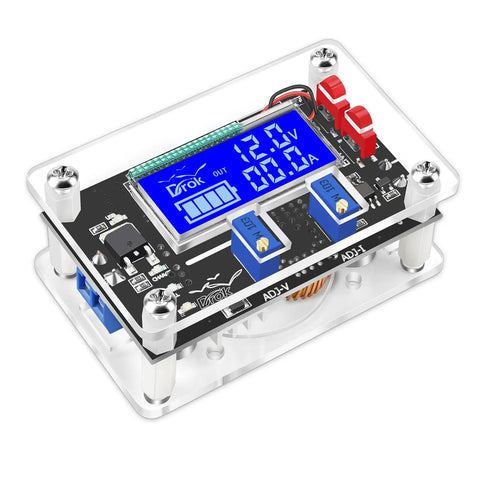 Dope Buck Converter Power Module Adjustable Voltage Regulator From 6V-32V Down To 1.5-32V Up To 5A with LCD Display in clear case