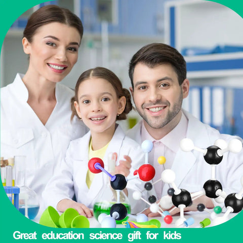Family using 452 Piece Chemistry Molecular Model Kit With C60 For Hands On Learning Atoms, Bonds And Structures