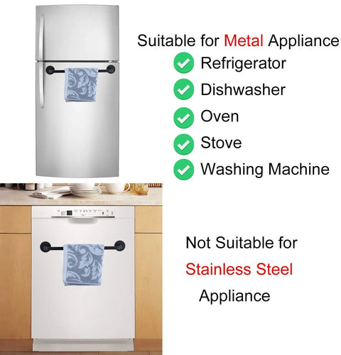 Magnetic Towel Bar for Fridge and Kitchen, Heavy Duty Towel Holder With 2 Super Strong Magnets on refrigerator and dishwasher