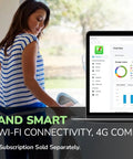 Go To Level 2 EV Charger 16 To 48 Amp With Ethernet WiFi RFID 25 Ft Cable FCC ETL Energy Star Zero Subscription Fee CMS Web And Phone App Best For Fleet Workplace And Hospitality showing connectivity features.
