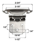 2 Pack Overlay Cabinet Hinges Self Closing Semi Concealed Hinges with measurements for Face Flush Mount Kitchen Cabinet Doors