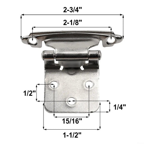 2 Pack Overlay Cabinet Hinges Self Closing Semi Concealed Hinges with measurements for Face Flush Mount Kitchen Cabinet Doors