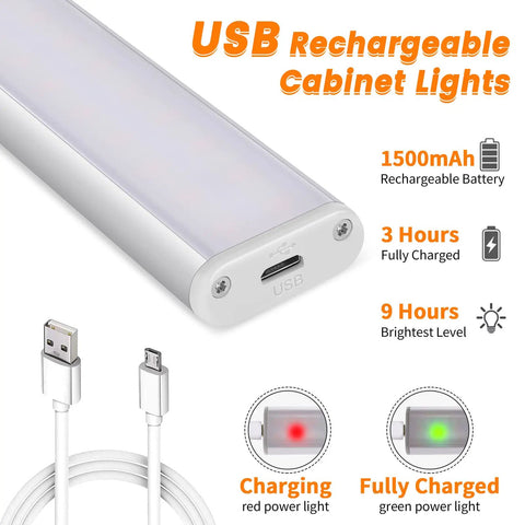 Wireless Motion Sensor Light Indoor 80 LED Dimmable Closet Lights USB Rechargeable Under Cabinet Lighting Magnetic Stick On