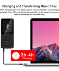 32GB Portable MP3 Player With Speaker, Dope HiFi Lossless Sound charging from a laptop, Black, with 1.8 Inch HD Screen display.