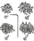Hella Tough 304 Stainless Steel Pocket Knife Handle Screws And Shaft Pivot Pin Rivets 100 Piece EDC Folding Hardware Kit assorted screws with hex key