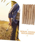 Six Pack Hardwood Tool Handles Replacement Grips for sickle use in farming, ergonomic comfort grip shown with person harvesting.