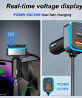Bulletproof Car Cigarette Lighter Splitter Adapter With Triple 12V Sockets And Six Usb Ports Serving Savage Fast Charging with voltage display.