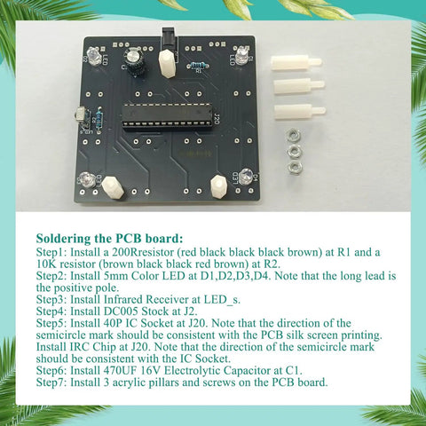 Soldering Practice Kit For Beginners 4x4x4 LED Color Light Cube Electronics DIY Project For Kids And Students Learn Real Soldering With Clear English Instructions, circuit board with instructions.