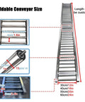 Beefy Heavy Duty Portable Folding Conveyor Belt With Two-Meter Stainless Steel Roller For Truck Trailers, Eleven Point Eight Inch Wide Light Duty Unpowered Slides, Built For Durable, Versatile Industrial Material Handling. foldable size diagram