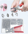 200 Piece Metal Snap Fasteners Kit With Tool 9.5mm No Sew Open Ring Prongs Rustproof And Machine Washable