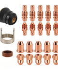 IPT65 Plasma Cutter Consumables Kit With Pro Grade Electrodes Nozzles Swirl Ring Shield Cap And Standoff Guide 23 Piece Pack
