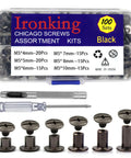 Gunmetal Black M5 Leather Chicago Screws Set, 100 Pieces, Mega Size Kit With M5 4mm, 5mm, 6mm, 7mm, 8mm, 10mm, Leather Fasteners