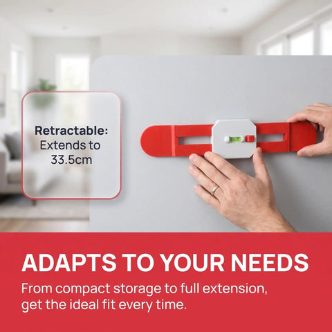 Hvac Installation Level Gauge Retractable Spirit Level for Ac Mounting shown extending to 33.5cm, demonstrating adaptability.