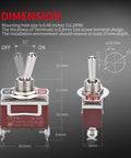 Heavy Duty Waterproof Toggle Switch 12V DC 30A 2 Pin ON Off SPST With Weatherproof Boot Cap Cover dimensions diagram