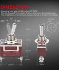 Safety Cover Toggle Switch Guard On Off Red Heavy Duty Rocker Switch 20A 12V DC 15A 250VAC 20A 125VAC 2 Pin SPST For Car Truck Automotive Beefed Up Build Water Resistant Quick Connect Wiring Ideal For Marine Automotive And Off Road Projects, with dimensions