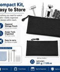 59-Piece Easy-To-Use Watch Repair Kit For Newbies With Link Removal tools and portable pouch shown in black zippered bag.