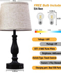 Cool Set Of 2 Table Lamps With USB Ports, Dimmable Touch Control features and linen fabric shade with brushed nickel base