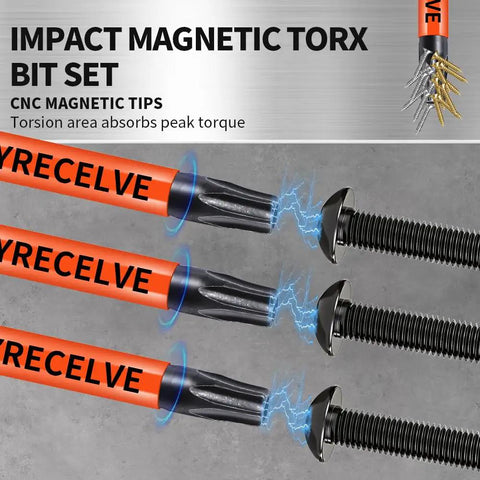 Badass Security Torx Bit Set With Heavy Duty Magnetic Grip And Impact Ready Steel Construction Featuring Three Inch Extended Reach Star Tips For T5 To T40 Jobs with CNC magnetic tips and bolts.