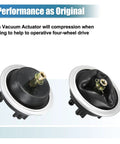Two front-differential vacuum actuators, black housing with silver ring and brass connectors.