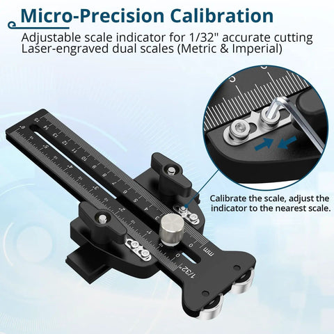 Micro-Precision Calibration of Dead Nuts On Accuracy Thin Rip Jig For Table Saw with adjustable measurements for accurate cuts.