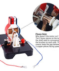 DIY Electric Motor Kit for Hands-On Learning with 3V and 6V DC Motor, assembled on black base with red and blue wires connected