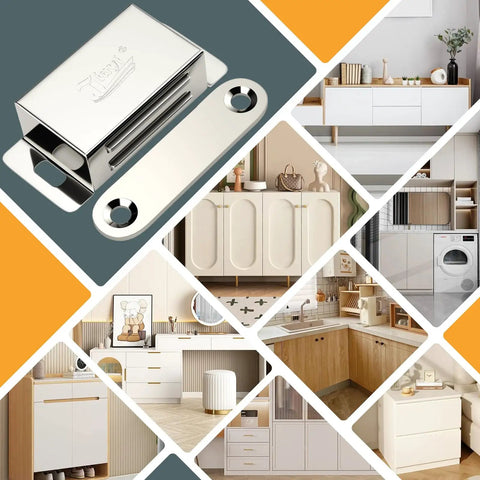 Magnetic Cabinet Latch 4 Pack That Grips Up To 30 Lbs Stainless Steel Door Closures for Kitchen Cabinets Wardrobes Closets