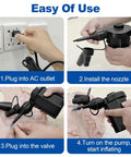 Steps for using 2 In 1 Electric Air Pump Quick Fill And Deflate For Pools And Inflatables Delivers Up To 500 L Per Minute With 0.77 PSI Includes 3 Nozzles