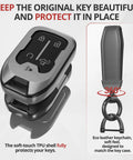 Slick Matte TPU Key Fob Cover For Chevy Gmc With Leather Strap Keychain, soft-touch shell and eco leather strap.