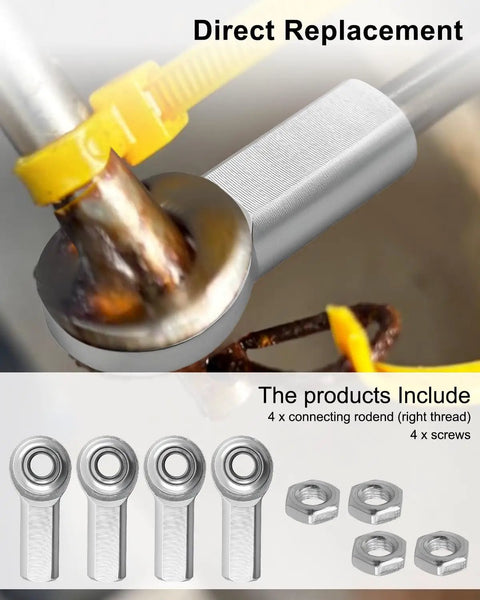 Shop Grade Stainless Steel Rod End Bearings, Right Hand Female Thread Heim Joints, Heat Treated C1045 Steel With Rust Proof Shield, Includes Heavy Duty Jam Nuts, 4 Pack Built Tough Rig Kit with rod ends and nuts.