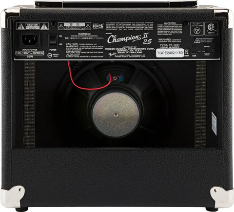 Back view of Gig Ready 25 Watt Electric Guitar Combo Amp with 8 Inch Speaker, showing power input and speaker connections.