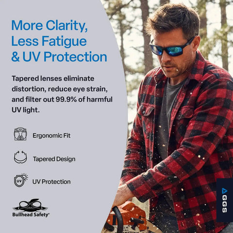 Sleek Lightweight Safety Glasses With No Sweat Anti Fog And Scratch Resistant Lenses Non Slip Sport Frame for outdoor work activities.
