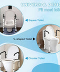 Universal Toilet Safety Rail Grab Bar With Non Slip Suction Cups And Paper Towel Rack Adjustable Height And Width Supports Up To 350 Lbs
