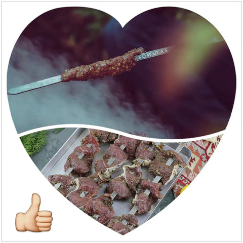 22 Inch Stainless Steel Flat Kabob Skewers With Wooden Handles 12 Pack Reusable Shish Kebab Sticks grilling meat