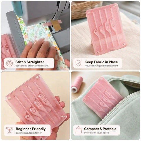 Magnetic Sewing Seam Guide For Precision Stitching And Straight Seams Multi Size Alignment Tool, showing pink plastic design