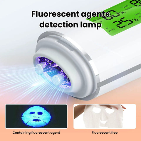 Digital Skin Hydration Tester And Oil Detector For Clear Skin, High Precision Moisture Analysis Meter, Portable Skin Analyzer With LCD Display And Fluorescent Agent Detection, Easy Read Hydration Monitor On The Go. Fluorescent agents detection lamp
