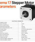 Beefy Torque Nema 17 Stepper Motor 1.8 Degree 2 Phase Bipolar With 0.41Nm Torque and technical specifications chart
