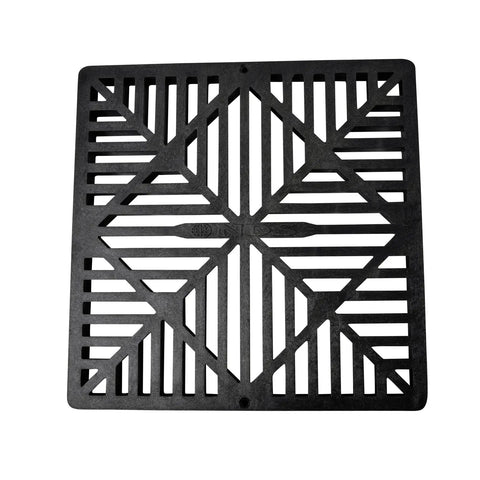 Square Catch Basin Drain Grate With Diamond Design For 12 Inch Catch Basin Drain Fits Risers And Low Profile Adapters Plastic Black Blocks Leaves And Debris Protects Drainage System While Letting Stormwater Flow From Patios Walkways Lawns