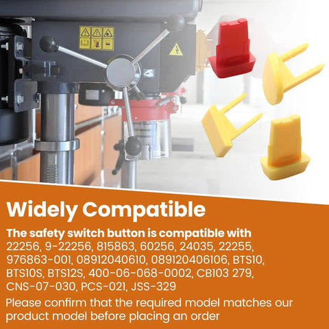 Knockout Heavy Duty Table Saw Safety Switch Keys Drop In Power Tool Interlock Lock Stops Accidental Startup solid built keys in red and yellow.