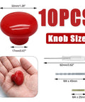 Totally Rad Red Ceramic Cabinet Knobs, 32mm Standard Round Pull Handles for Kitchen Cupboards and Drawers, 10 Pack Set with Screwdriver Included.