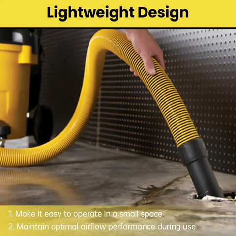 Direct Replacement Wet Dry Vacuum Hose 1 7 Eighth Inch By 7 Foot For DeWalt Systems in use for optimal airflow performance