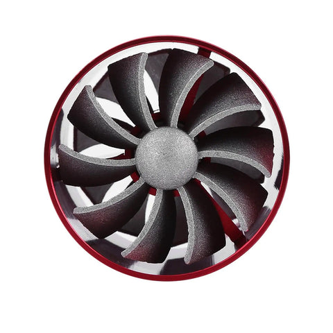 Front view of Air Intake Turbonator With Dual Fans For Turbocharged Engines Gas Saver Upgrade To Boost Throttle Response
