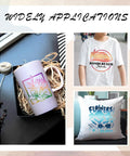 Gradient Sublimation Transfer Paper Set Pro Grade 15 Sheets 12x10 Inch Ombre Pattern used on mug, t-shirt, and pillow in collage