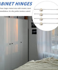 4 Pack Cabinet Door Hinges Flap Stay Dampers Soft Close Lid Supports shown with wardrobe background in bedroom.