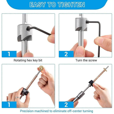 Straight Shots Precision Pen Mill Trimmer Kit With 8 Inch Turning Mandrel And Dual Pilot Cutter Shafts for easy tightening instructions.