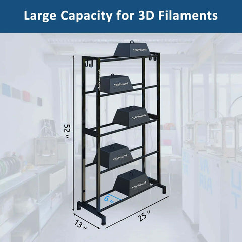 Heavy Duty 5 Tier Filament Storage Rack For 3D Printing Pros With Large Capacity Holds 40 Plus 1Kg ABS PLA TPU Nylon Spools