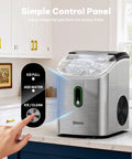 Snappy Countertop Nugget Ice Maker With SelfClean Tech Cranks Out 36 Pounds Of Chewable Sonic Pellet Ice Daily showing simple control panel.