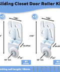 Sliding Door Hardware Wardrobe Roller Kit For Top Hung Bypass Doors Galvanized Steel Construction with screws and dimensions