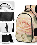 Dope Botanical Rose Sprig Printed Unisex Backpack With Large Capacity For School Travel And Everyday Use Durable Polyester